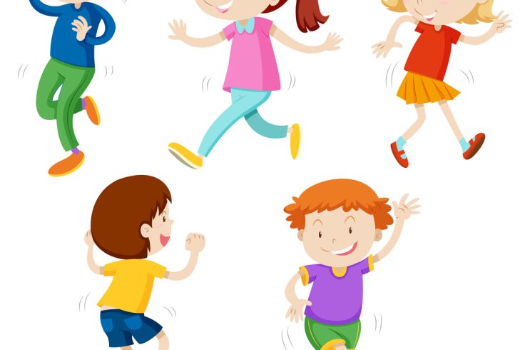 A Set of Dancing Kids illustration